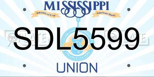SDL5599 Mississippi License Plate