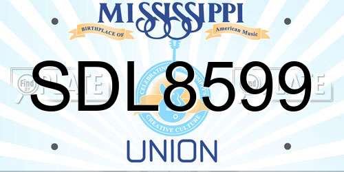 SDL8599 Mississippi License Plate