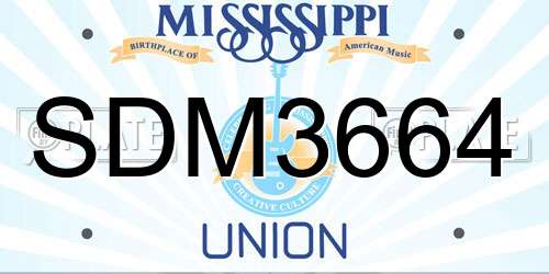 SDM3664 Mississippi License Plate
