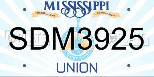 SDM3925 Mississippi License Plate