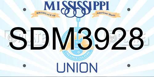 SDM3928 Mississippi License Plate