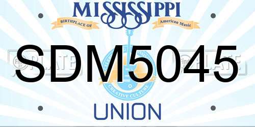 SDM5045 Mississippi License Plate