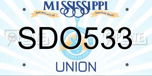 SDO533 Mississippi License Plate