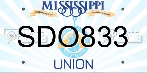 SDO833 Mississippi License Plate