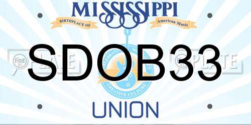 SDOB33 Mississippi License Plate