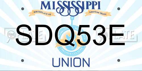 SDQ53E Mississippi License Plate