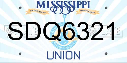 SDQ6321 Mississippi License Plate