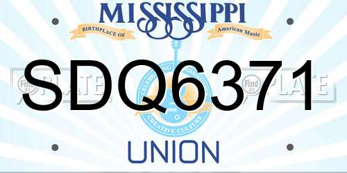 SDQ6371 Mississippi License Plate