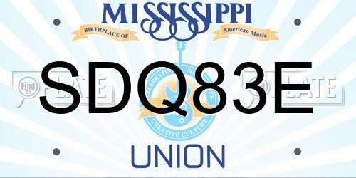 SDQ83E Mississippi License Plate