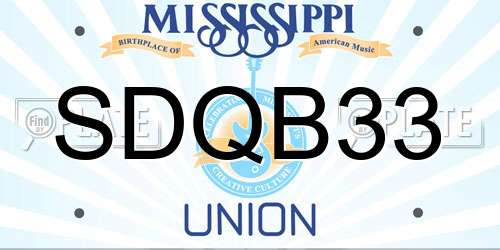 SDQB33 Mississippi License Plate