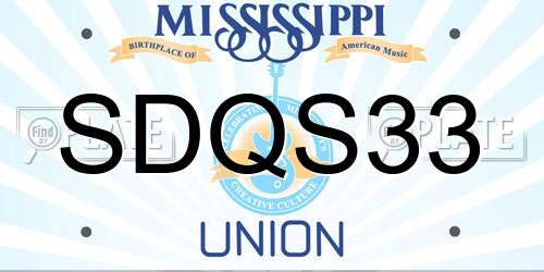 SDQS33 Mississippi License Plate