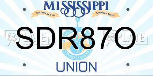 SDR87O Mississippi License Plate