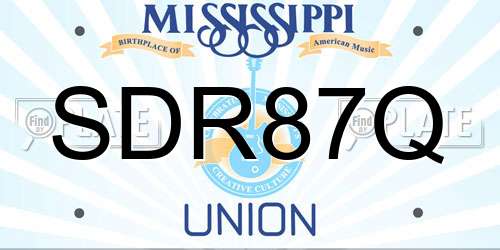 SDR87Q Mississippi License Plate