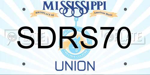 SDRS70 Mississippi License Plate