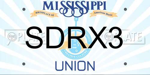 SDRX3 Mississippi License Plate