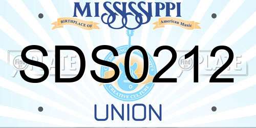 SDS0212 Mississippi License Plate
