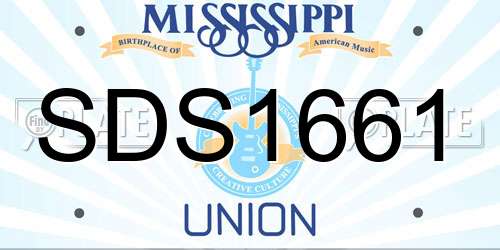 SDS1661 Mississippi License Plate
