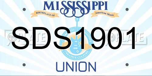 SDS1901 Mississippi License Plate