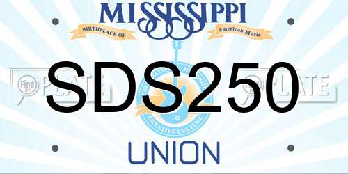 SDS250 Mississippi License Plate