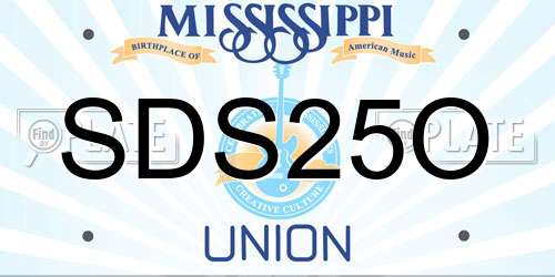 SDS25O Mississippi License Plate