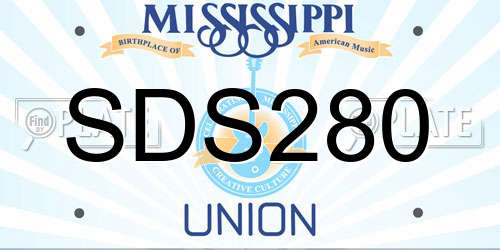 SDS280 Mississippi License Plate