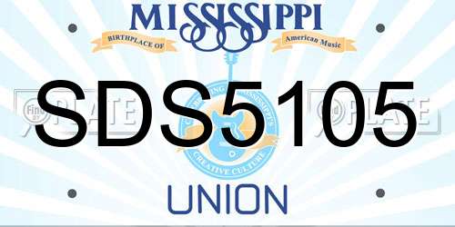 SDS5105 Mississippi License Plate