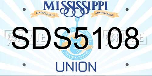 SDS5108 Mississippi License Plate