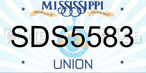 SDS5583 Mississippi License Plate