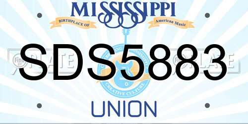 SDS5883 Mississippi License Plate