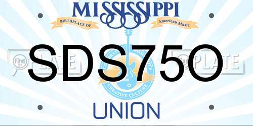SDS75O Mississippi License Plate