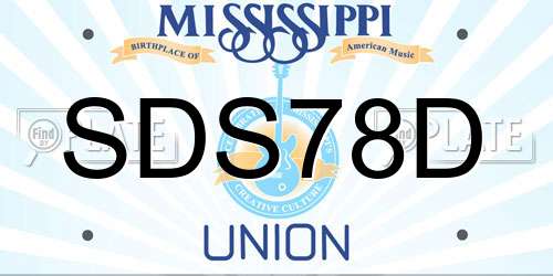SDS78D Mississippi License Plate