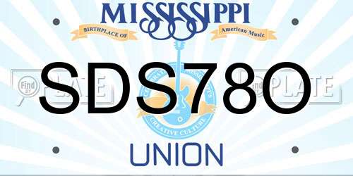 SDS78O Mississippi License Plate