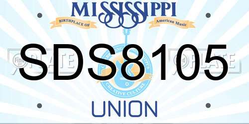 SDS8105 Mississippi License Plate