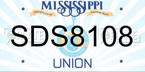 SDS8108 Mississippi License Plate