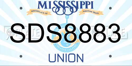 SDS8883 Mississippi License Plate