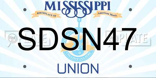 SDSN47 Mississippi License Plate