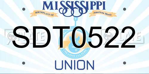 SDT0522 Mississippi License Plate