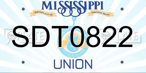 SDT0822 Mississippi License Plate