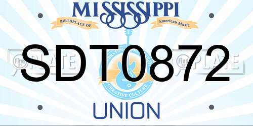 SDT0872 Mississippi License Plate
