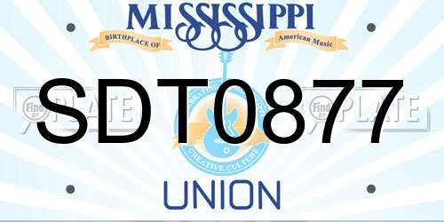 SDT0877 Mississippi License Plate