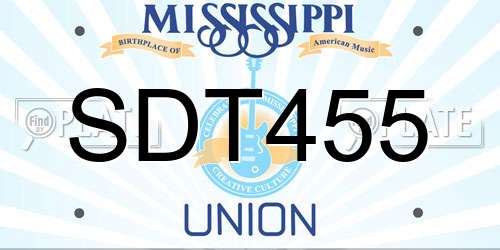 SDT455 Mississippi License Plate