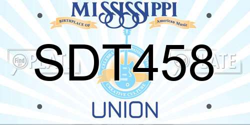 SDT458 Mississippi License Plate