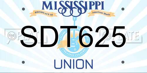 SDT625 Mississippi License Plate