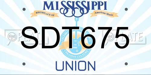 SDT675 Mississippi License Plate