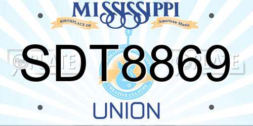 SDT8869 Mississippi License Plate