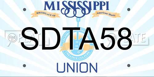 SDTA58 Mississippi License Plate