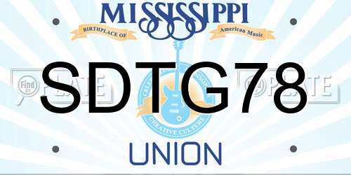 SDTG78 Mississippi License Plate