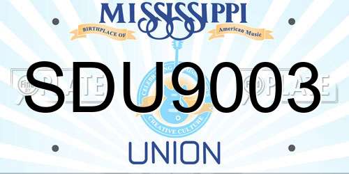 SDU9003 Mississippi License Plate