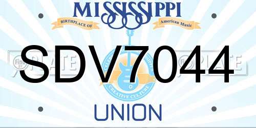 SDV7044 Mississippi License Plate