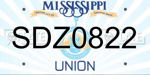 SDZ0822 Mississippi License Plate